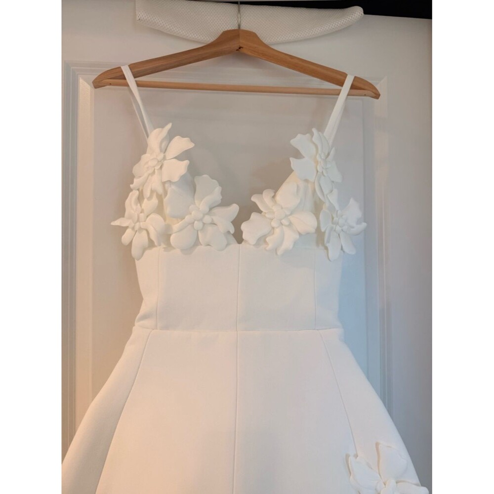 New BRONX BANCO Emma White Floral Appliqué Strap Mini Wedding Dress - Picture 5 of 15